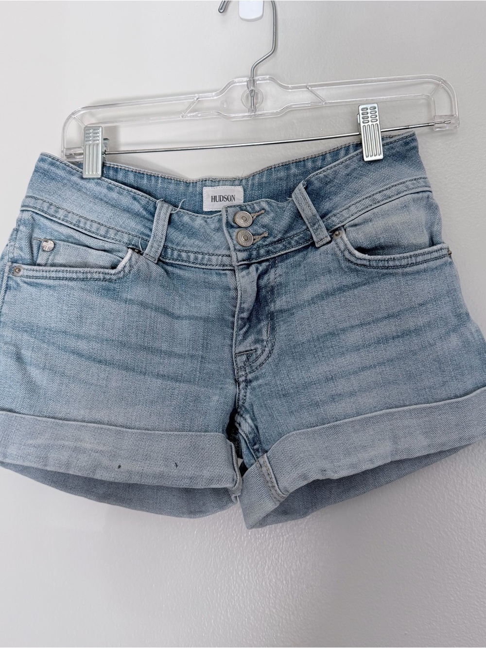 Hudson Jeans Light Blue Cuffed Denim Shorts Y2K